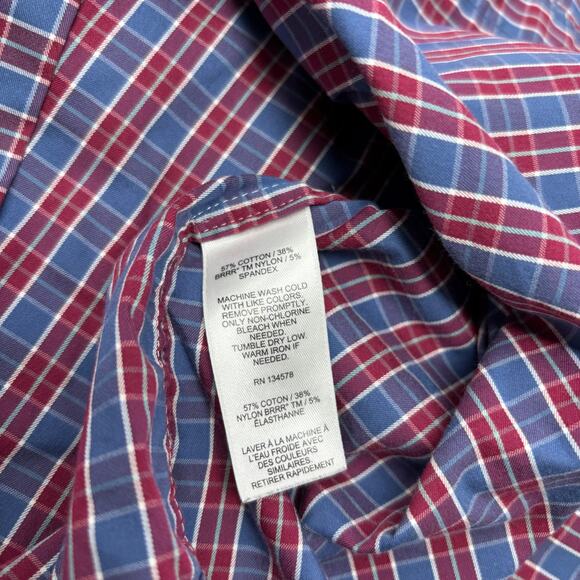 Vineyard Vines OTG XL Red Blue Plaid Check Pattern Long Sleeve Button Up Shirt - Picture 3 of 5